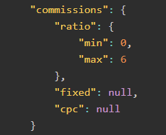 Commission rates in the API