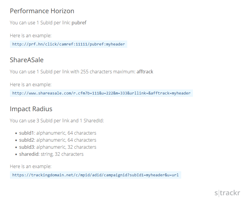 Subids examples